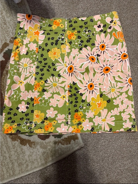Free People Dresses & Skirts - Free People Retro Floral Mini Skirt - Green, Pink & Orange